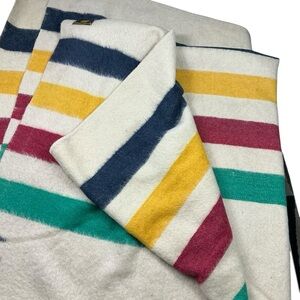 Vintage 1940s Witney Point 4 point 100% wool blanket made in England 72x84